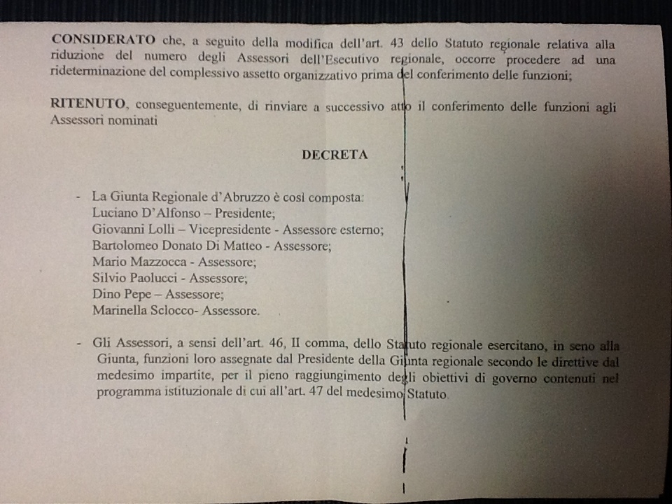 giunta decreto