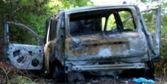 Auto distrutta da rogo