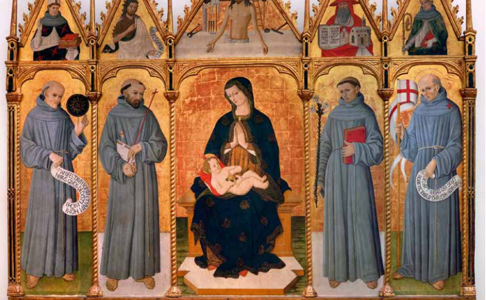 Giacomo-Da-Campli-Alias-“Maestro-dei-Polittici-Crivelleschi”-Madonna-in-trono-col-Bambino-san-Francesco-sa